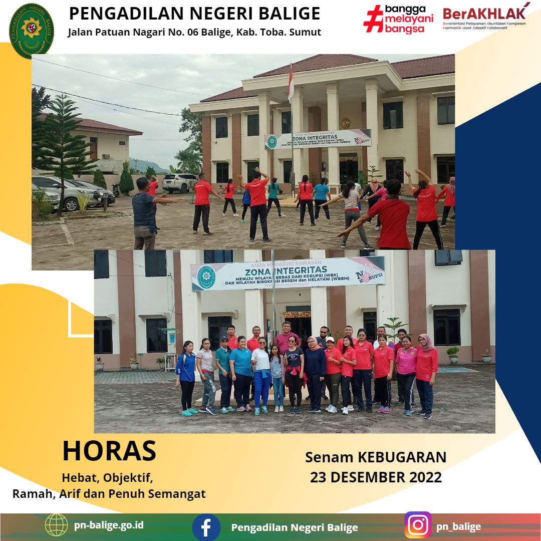 JUMAT SEHAT PENGADILAN NEGERI BALIGE 23 DESEMBER 2022 